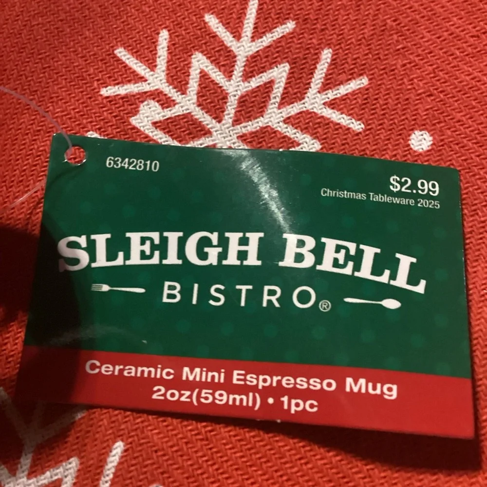 Sleigh Bell Bistro Mini Espresso Mugs - set of two in red